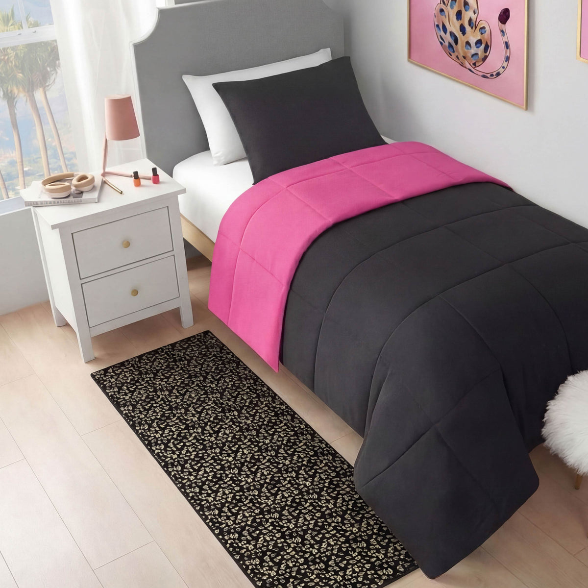 Glam Metallic Leopard Plush Rug 2 x 6