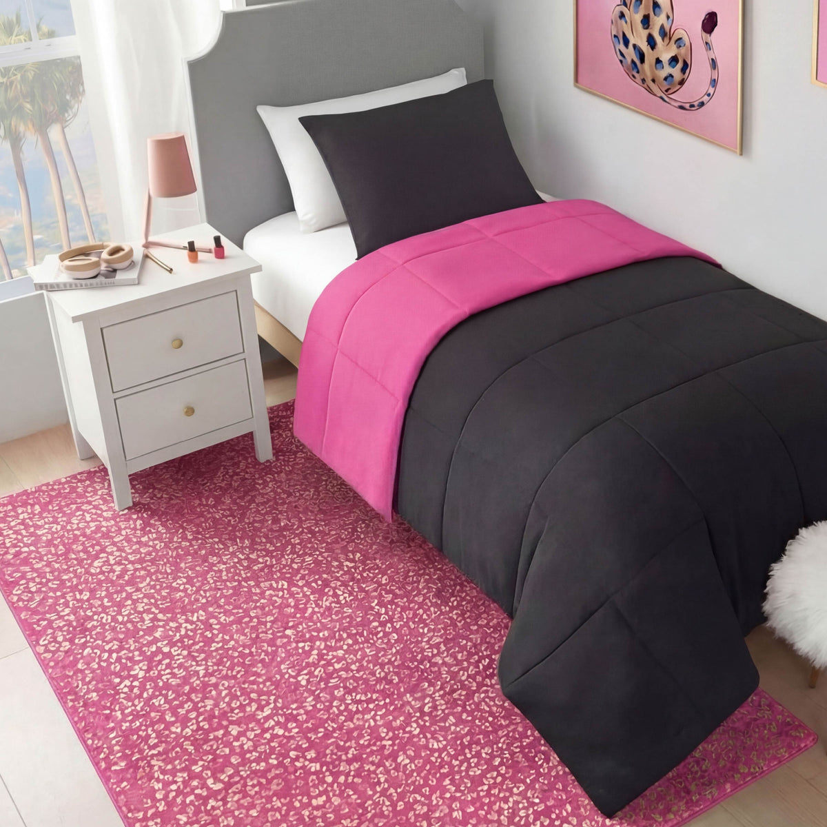 Glam Metallic Leopard Plush Rug 4 x 6