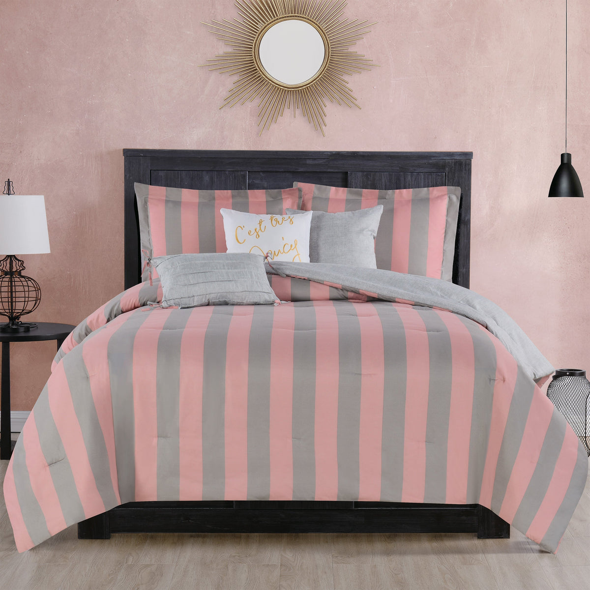 Glam Cabana Striped Reversible Comforter Set