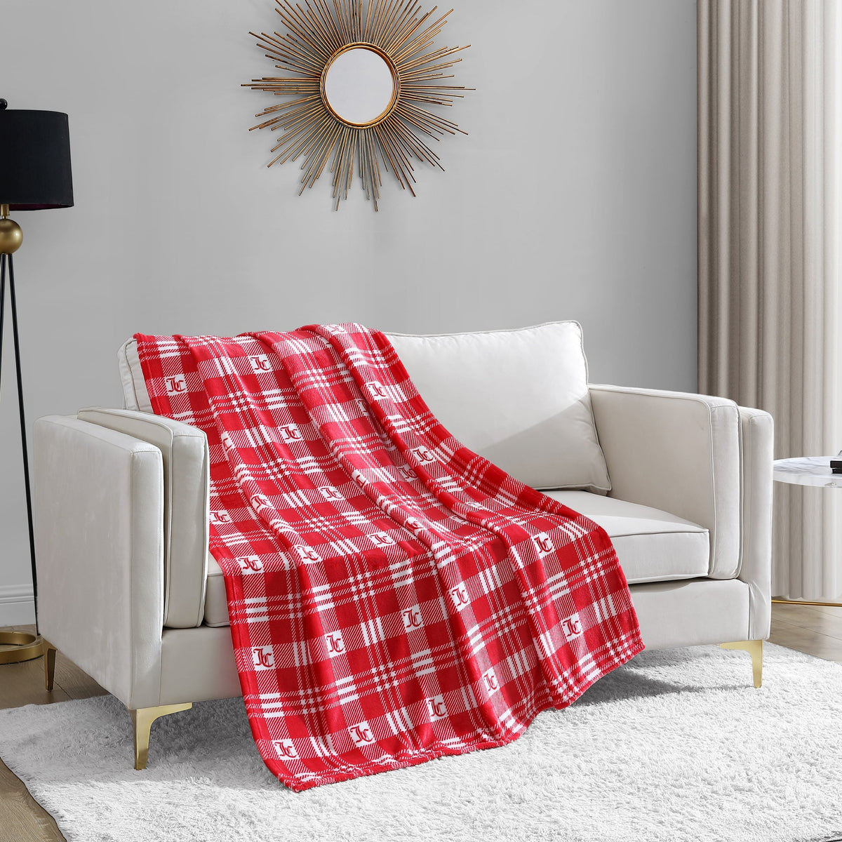 Glam Plush Plaid Throw Blanket