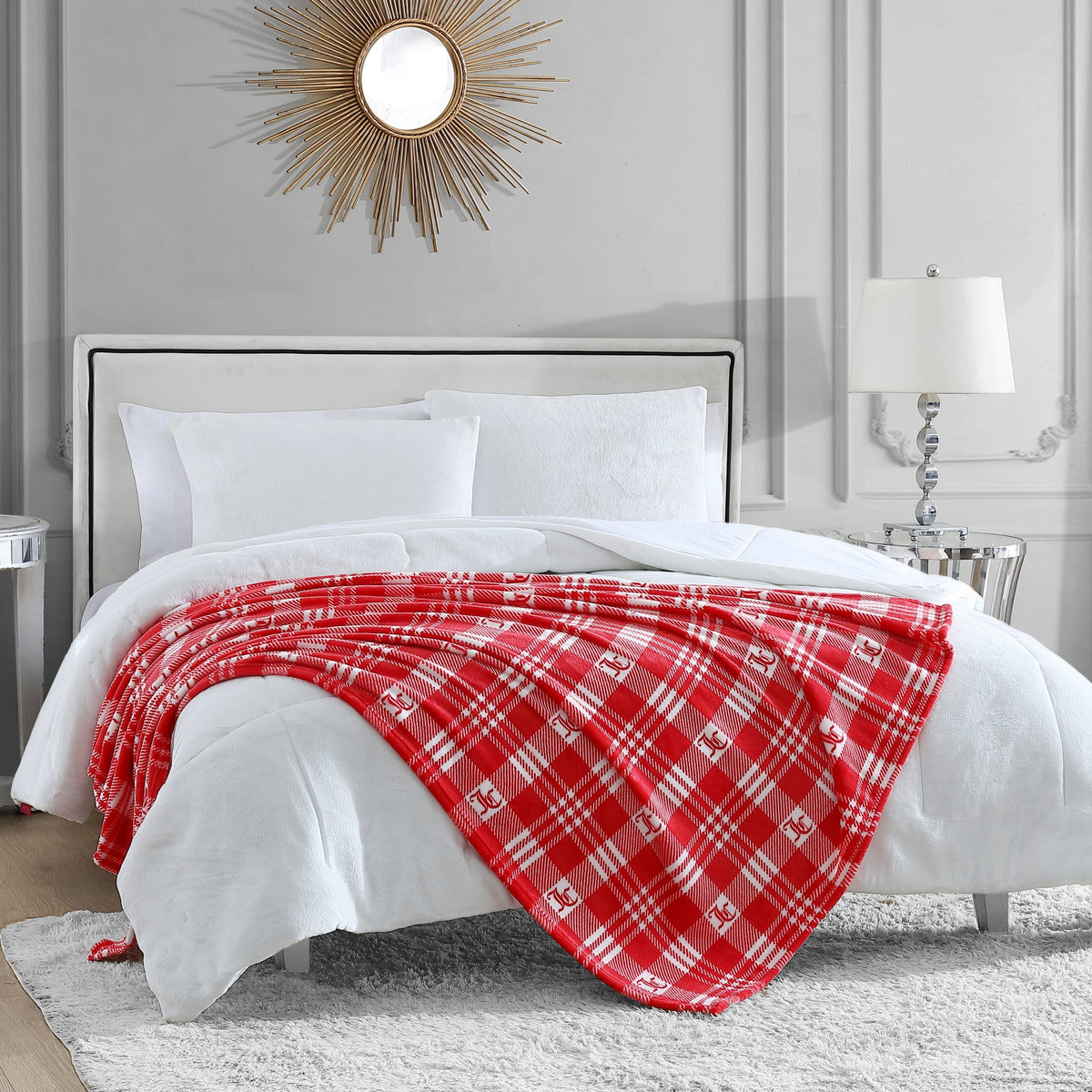 Glam Plush Plaid Throw Blanket