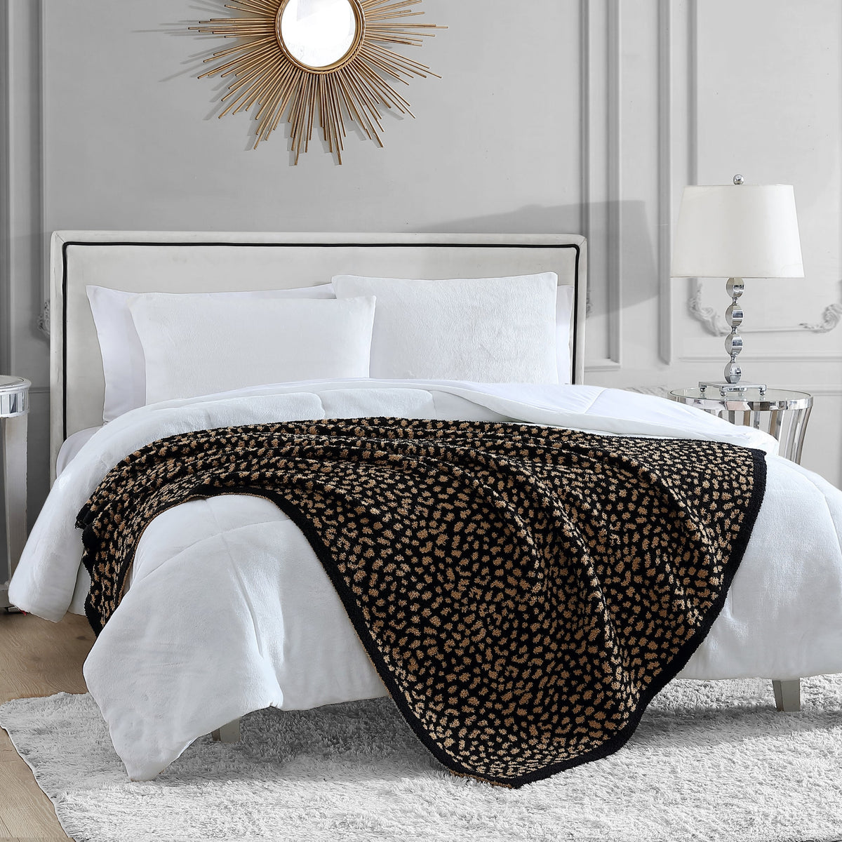 Glam Leopard Print Throw Blanket