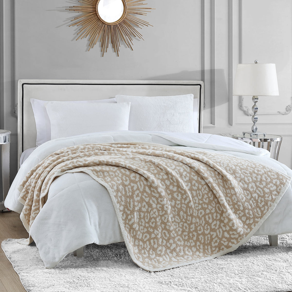 Glam Leopard Print Throw Blanket
