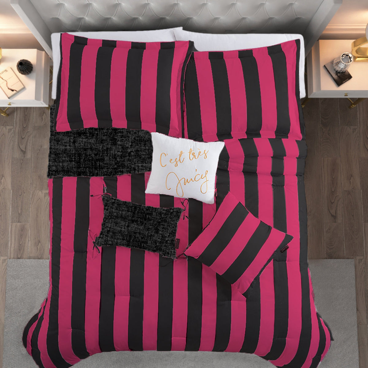 Glam Cabana Striped Reversible Comforter Set