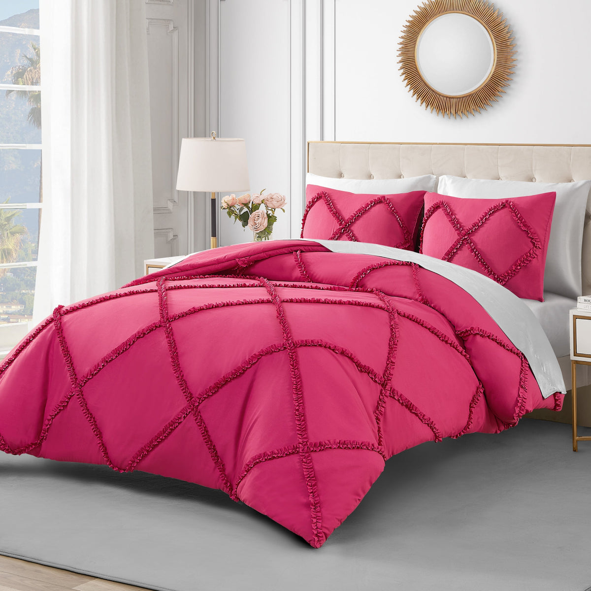 Glam Diamond Ruffle Comforter Set