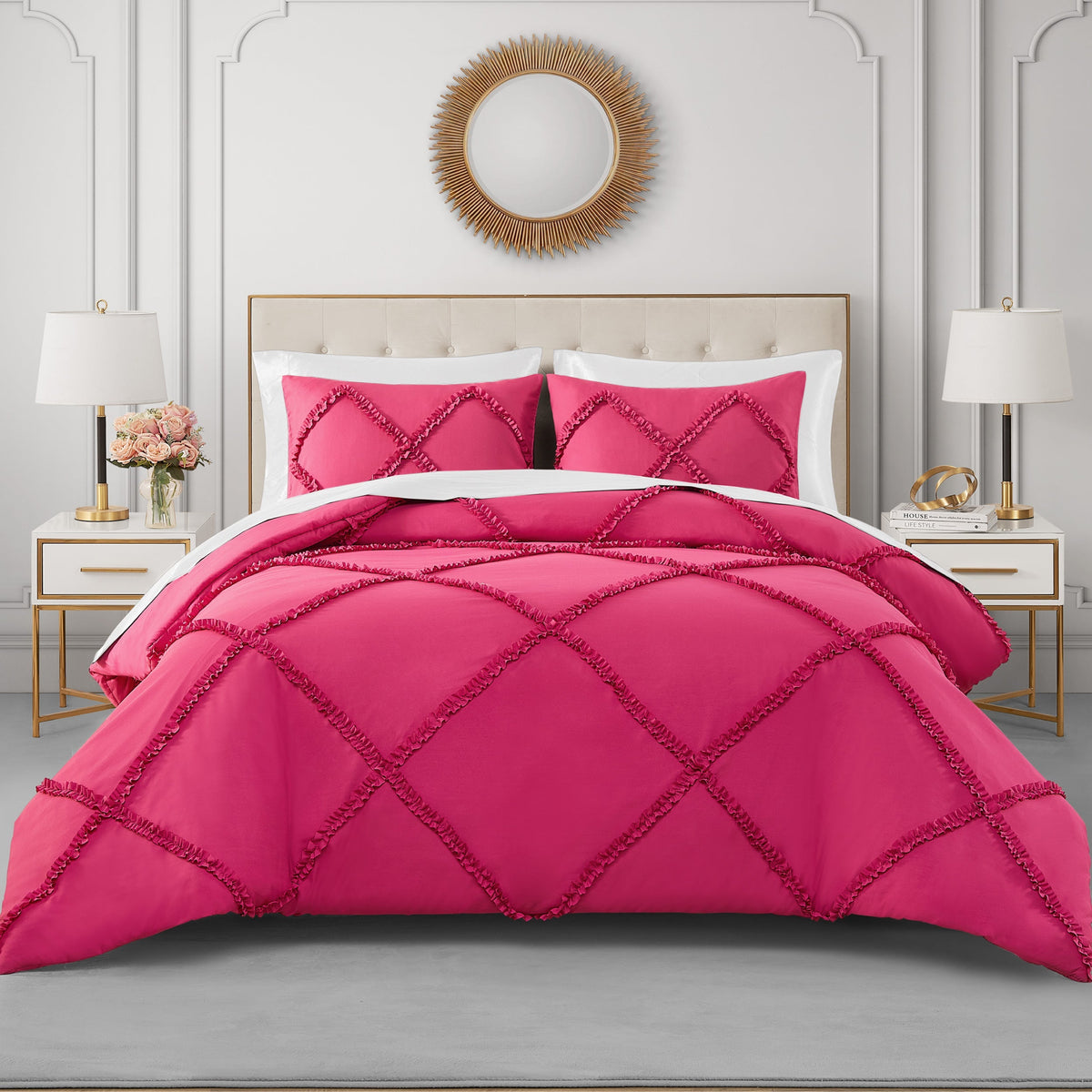 Glam Diamond Ruffle Comforter Set