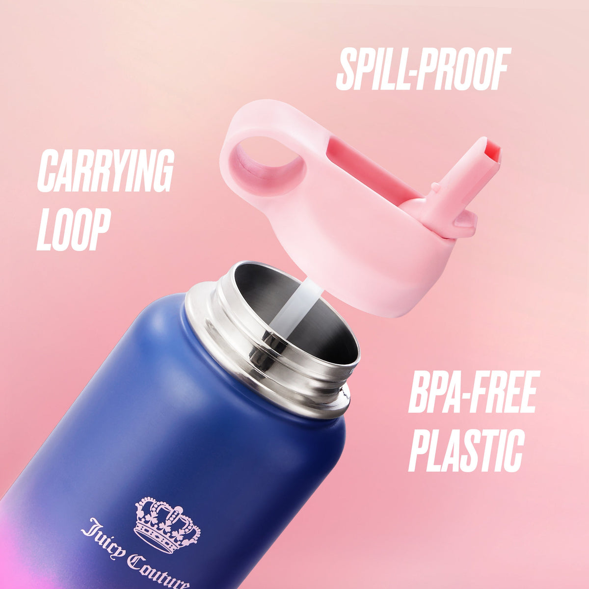 Glam Go Girl Stainless Steel Water Bottle with Pop-up Straw