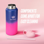 Glam Go Girl Stainless Steel Water Bottle with Pop-up Straw