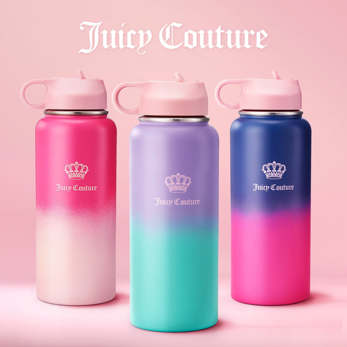 Glam Go Girl Stainless Steel Water Bottle with Pop-up Straw