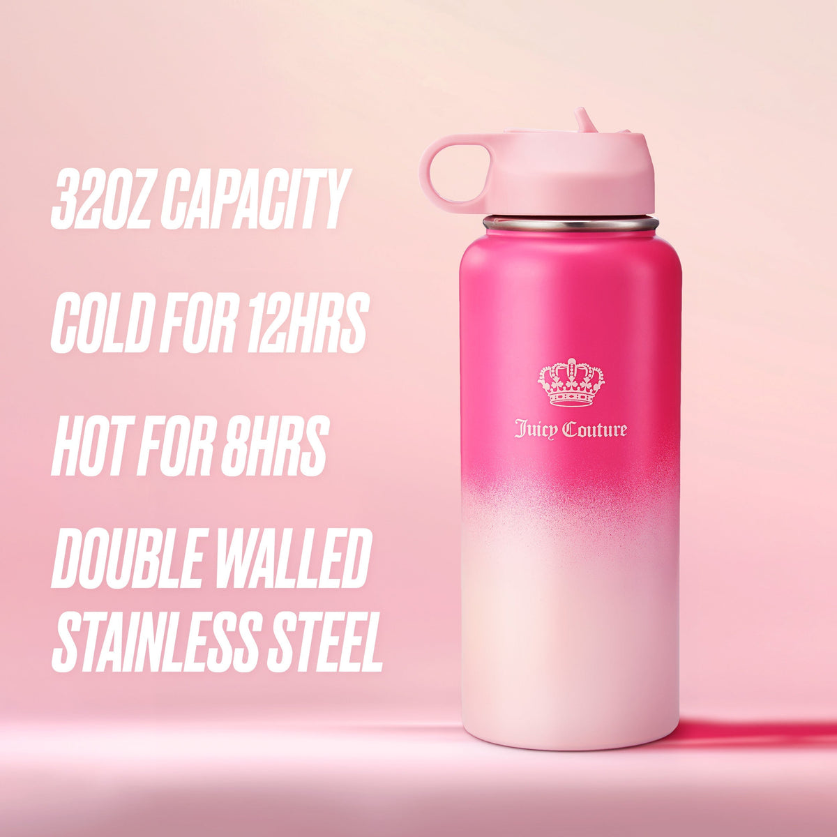 Glam Go Girl Stainless Steel Water Bottle with Pop-up Straw