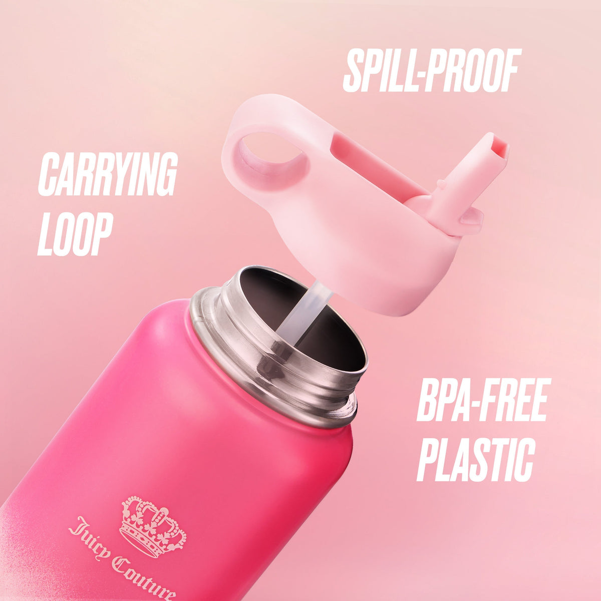 Glam Go Girl Stainless Steel Water Bottle with Pop-up Straw