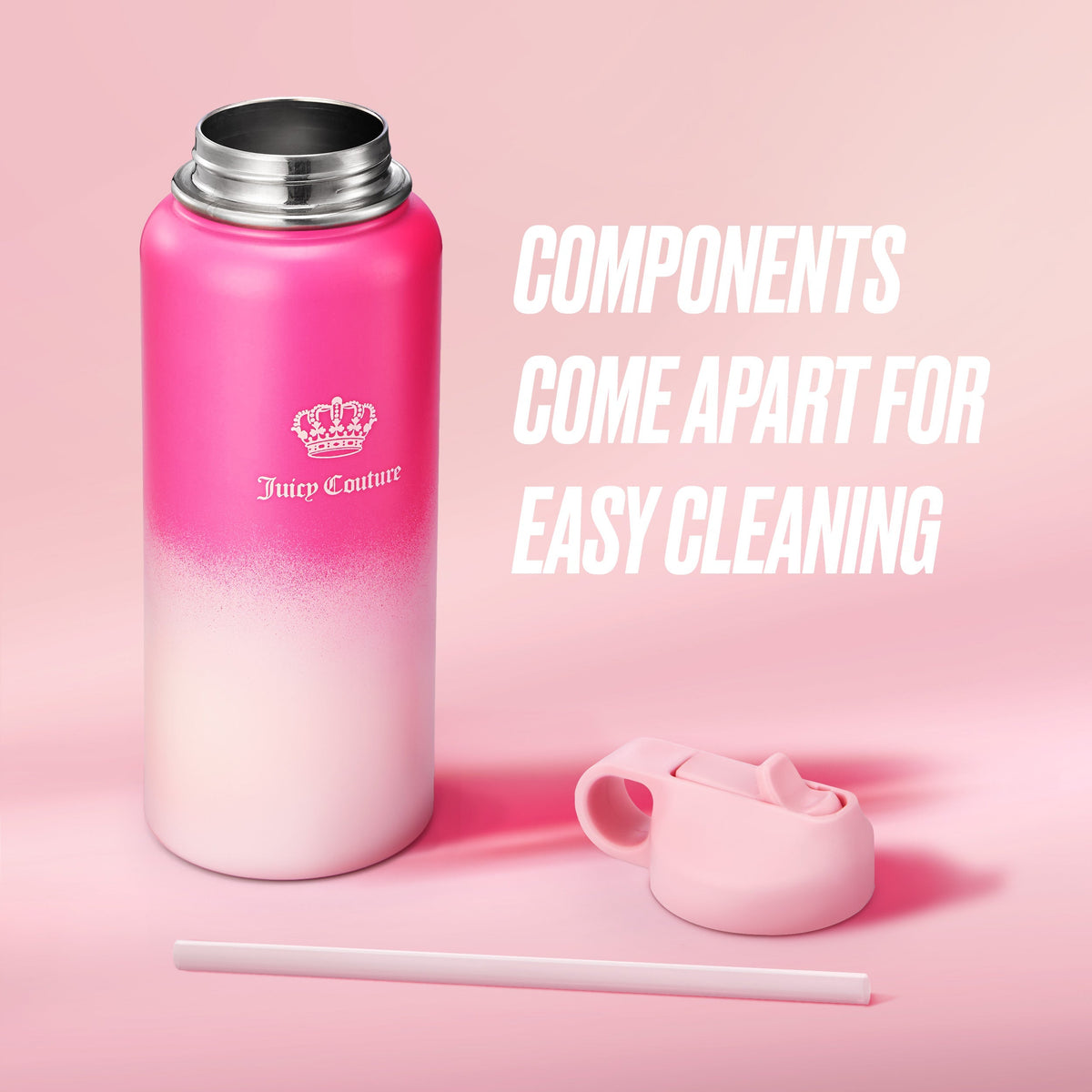 Glam Go Girl Stainless Steel Water Bottle with Pop-up Straw