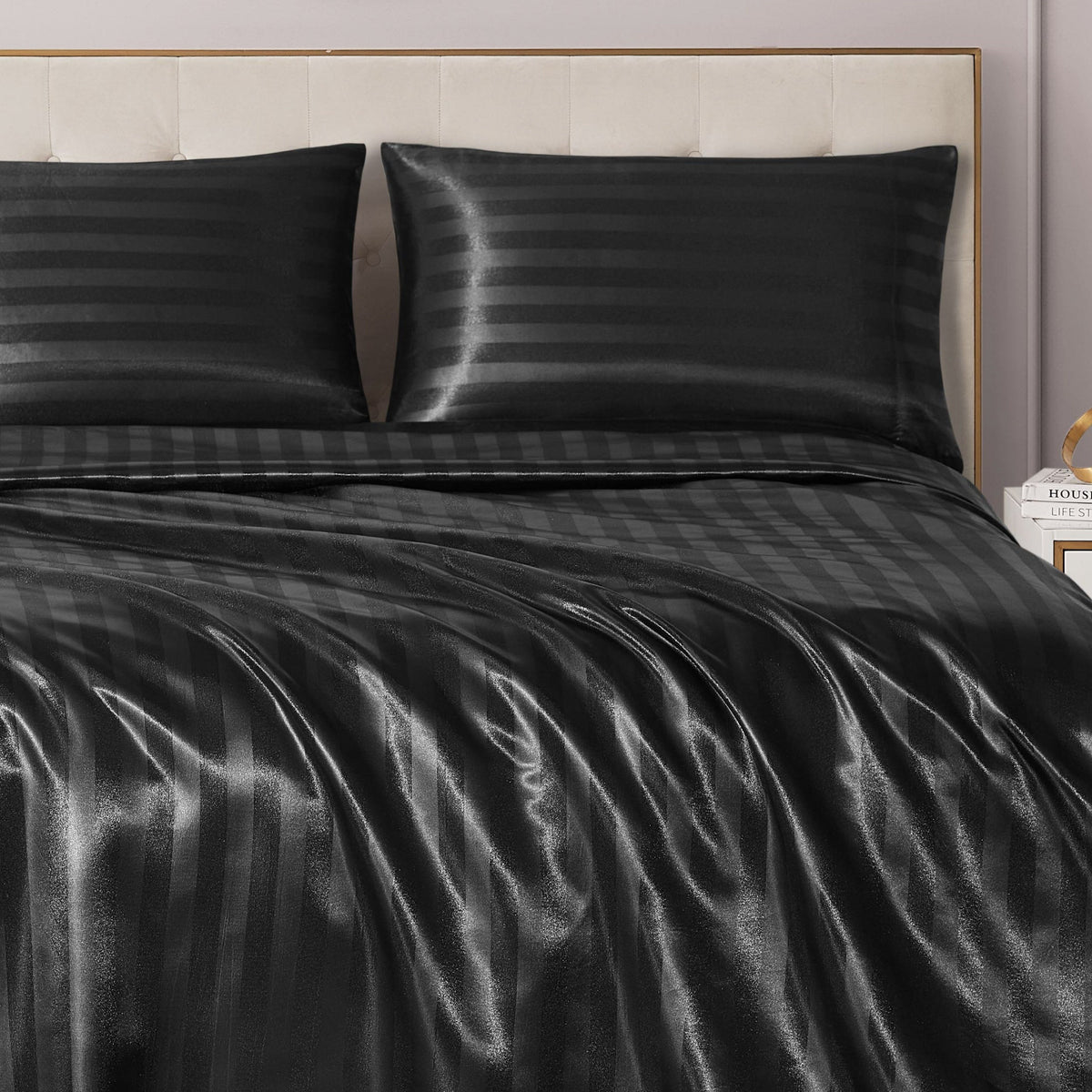 Glam Damask Stripe Satin Sheet Set