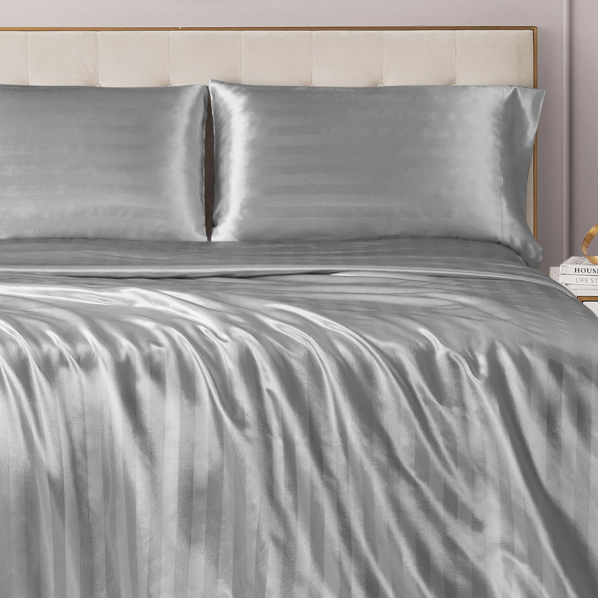 Glam Damask Stripe Satin Sheet Set
