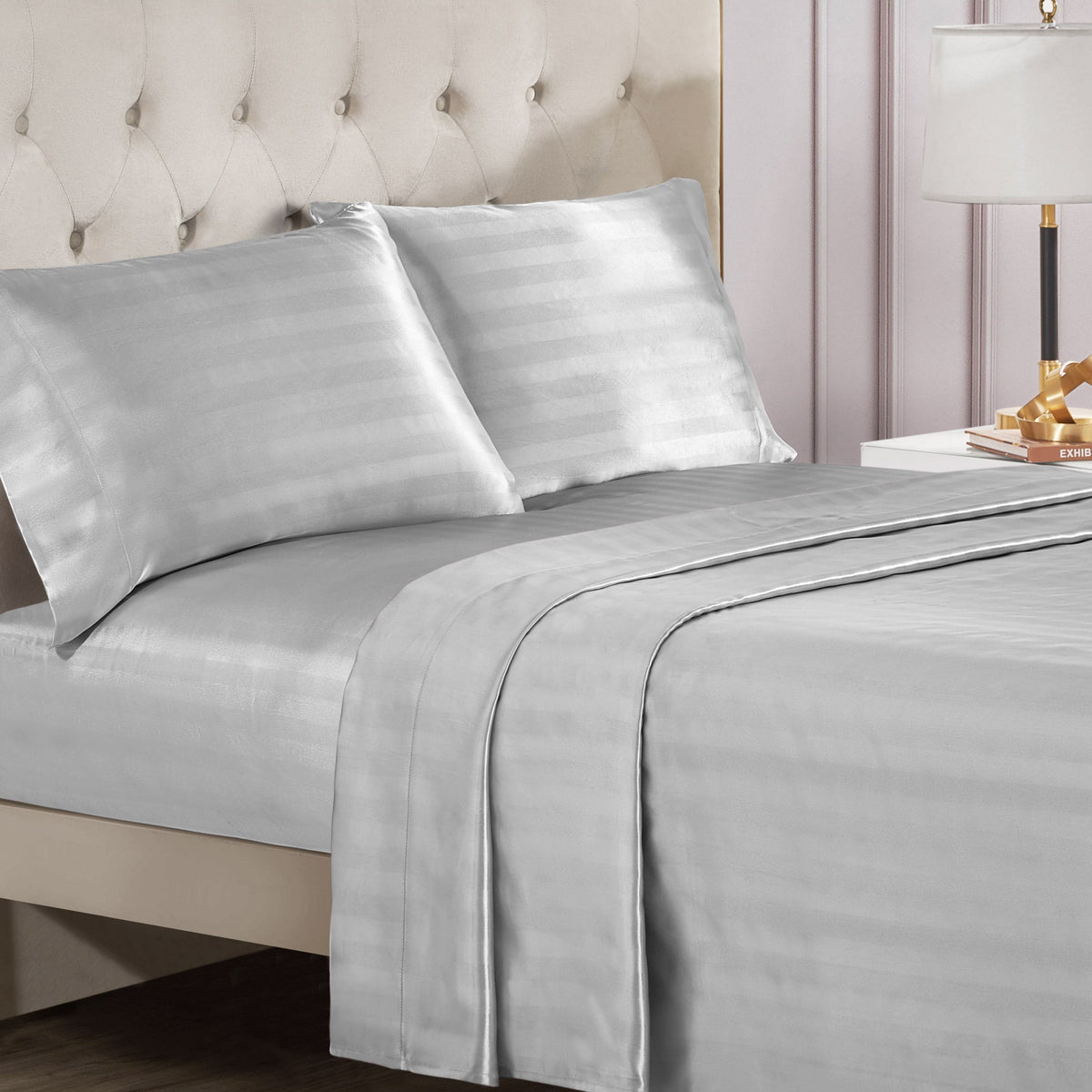 Glam Damask Stripe Satin Sheet Set