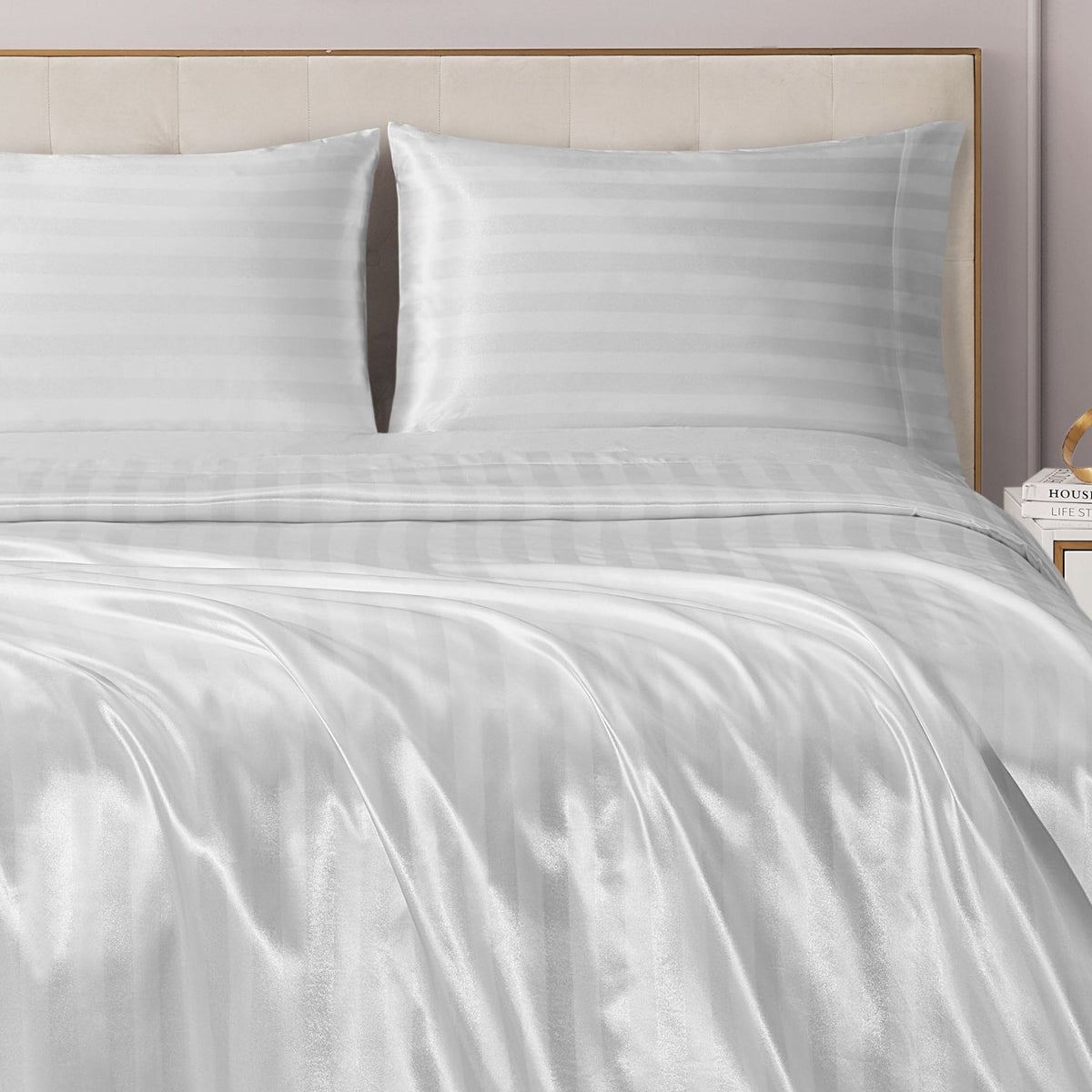 Glam Damask Stripe Satin Sheet Set