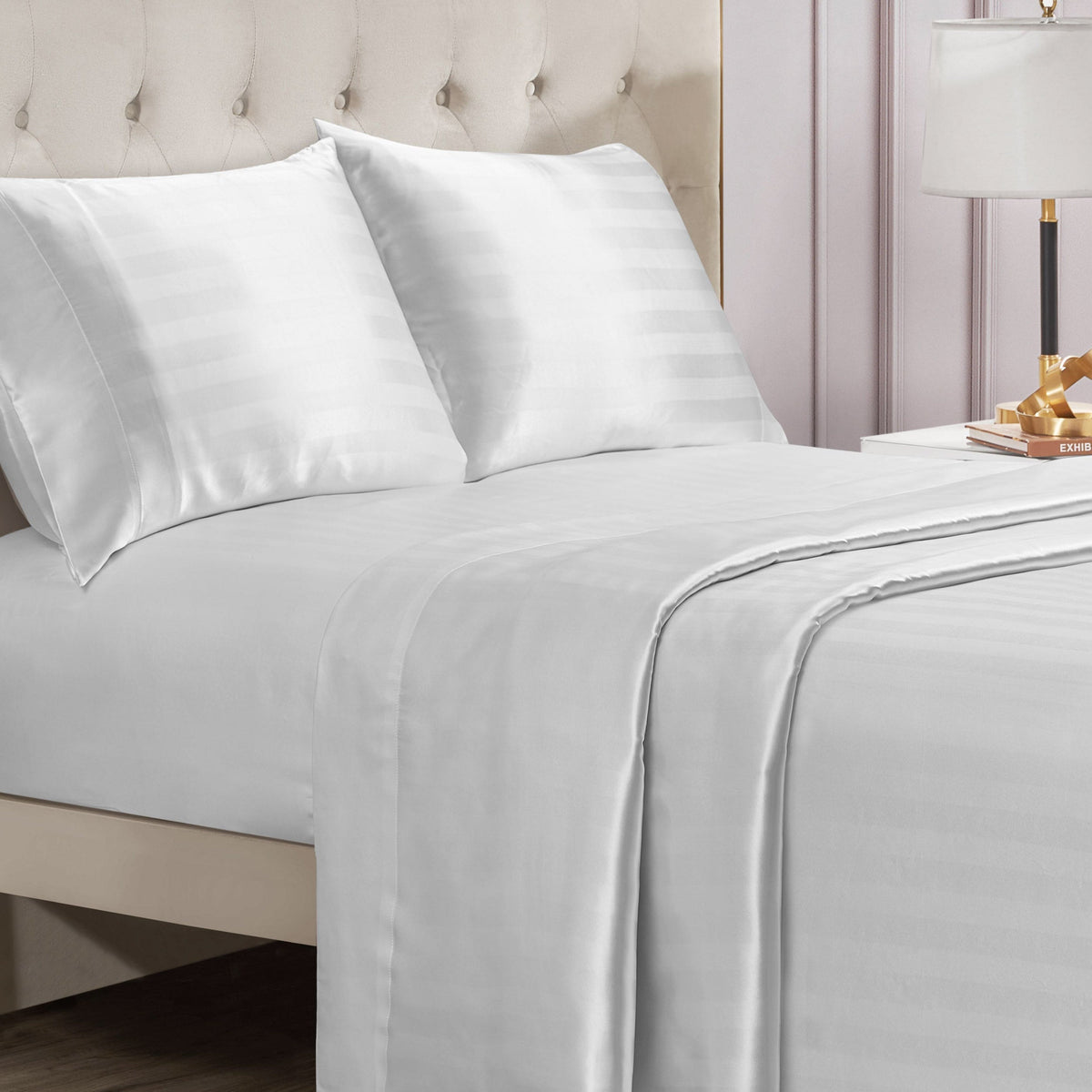 Glam Damask Stripe Satin Sheet Set