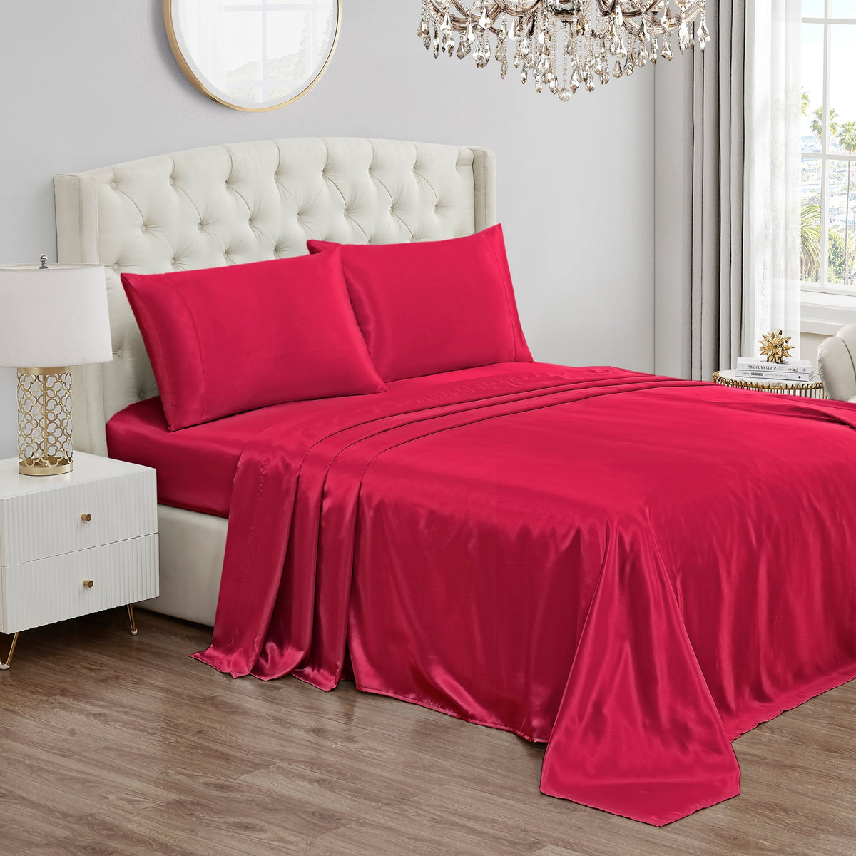 Glam Solid Satin Sheet Set