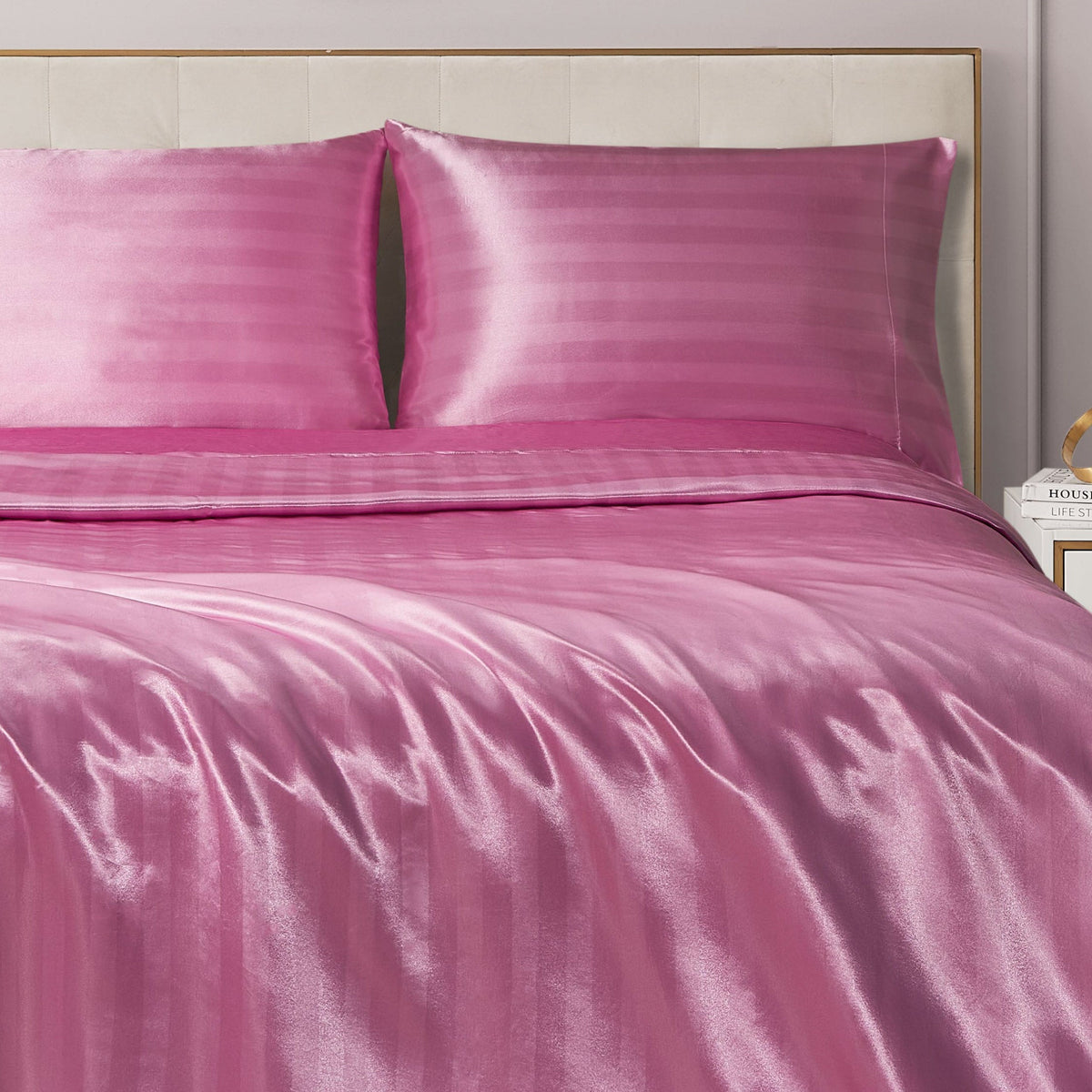 Glam Damask Stripe Satin Sheet Set