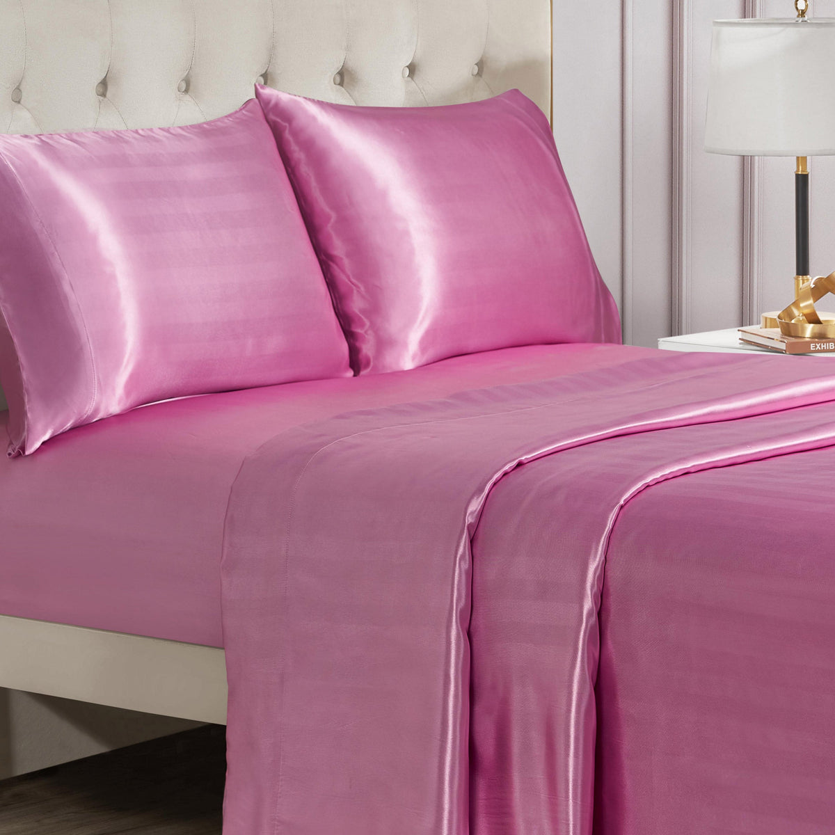 Glam Damask Stripe Satin Sheet Set