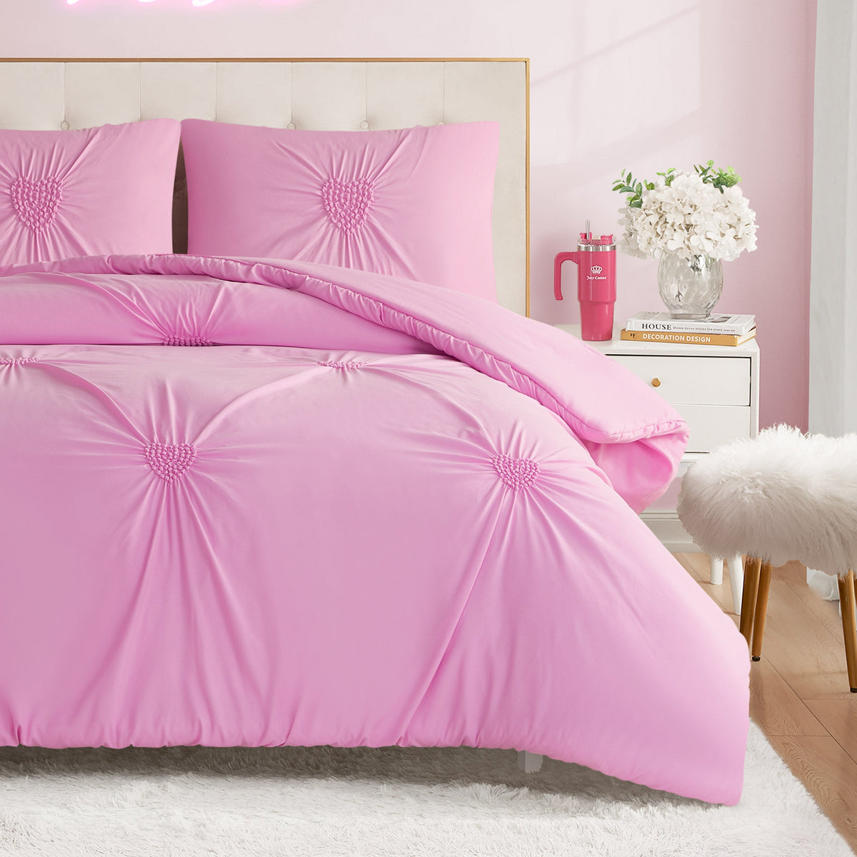 Glam Amora Gathered Heart Comforter Set