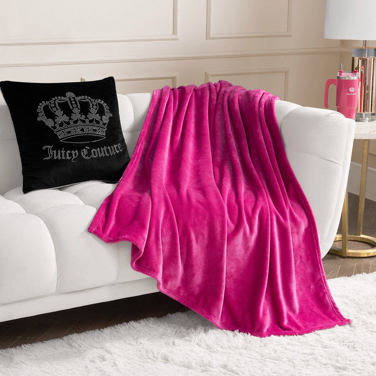 Glam Solid Plush Throw Blanket