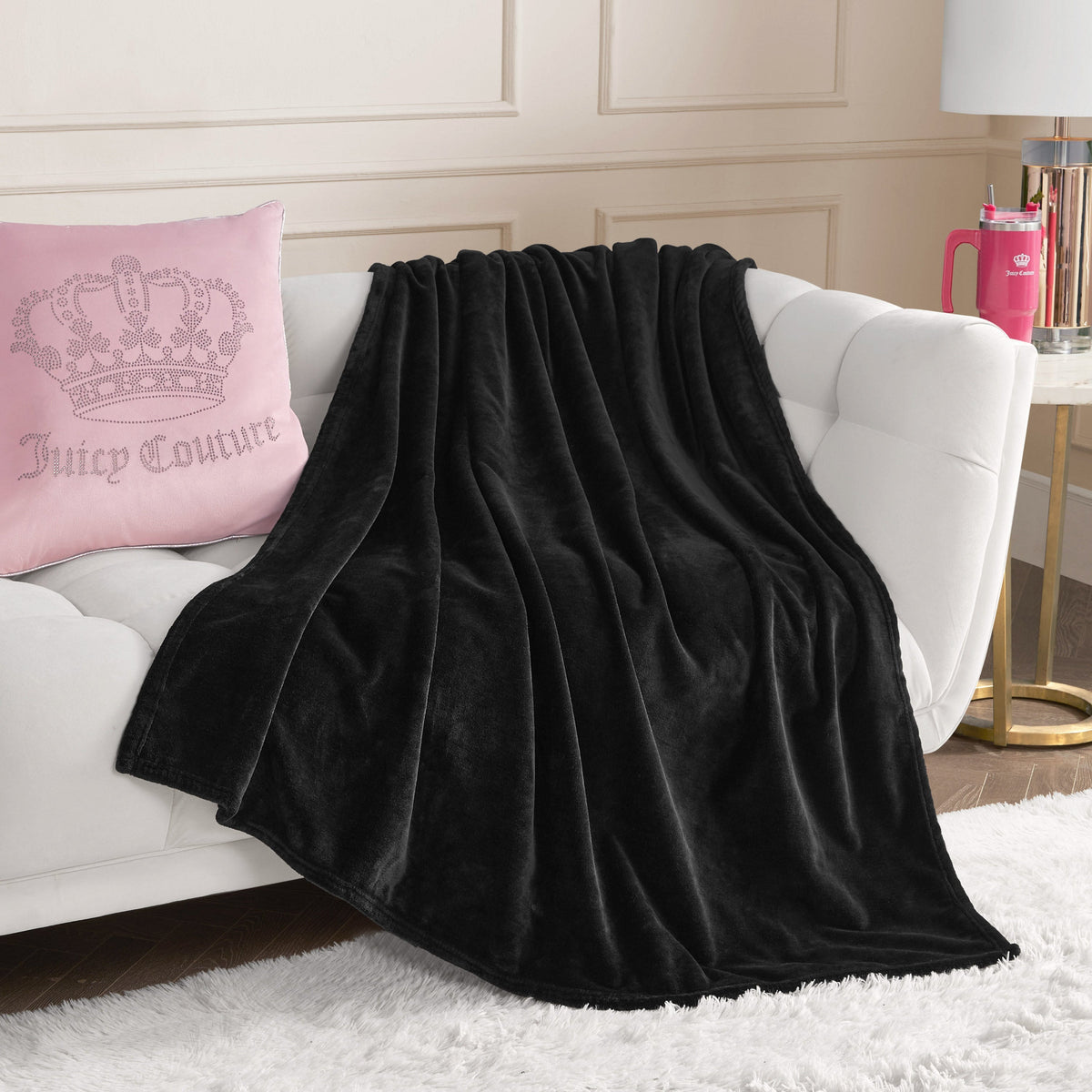 Glam Solid Plush Throw Blanket