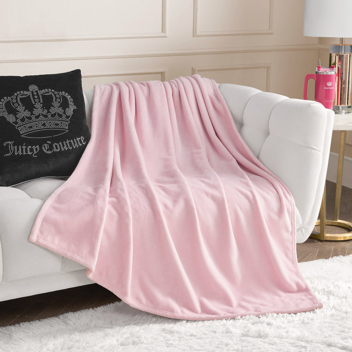 Glam Solid Plush Throw Blanket