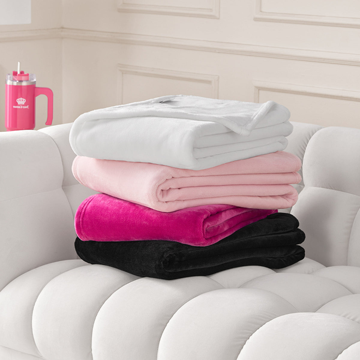 Glam Solid Plush Throw Blanket