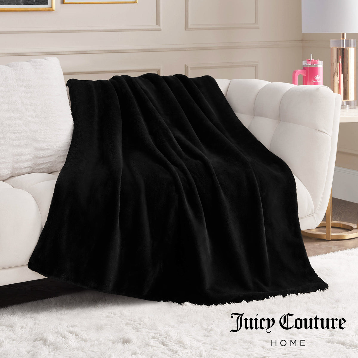 Glam Solid Rabbit Mink Faux Fur Throw Blanket
