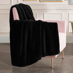 Glam Solid Rabbit Mink Faux Fur Throw Blanket