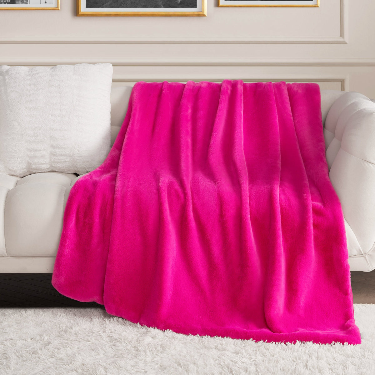 Glam Solid Rabbit Mink Faux Fur Throw Blanket