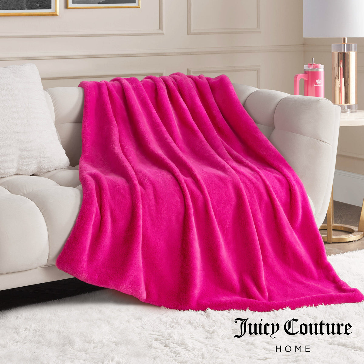Glam Solid Rabbit Mink Faux Fur Throw Blanket