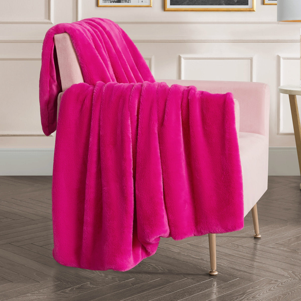 Glam Solid Rabbit Mink Faux Fur Throw Blanket