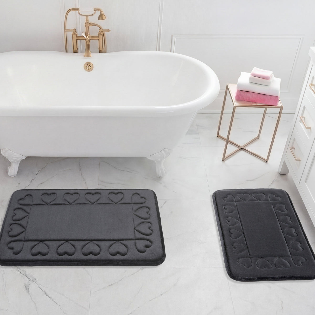 Glam Quilted Memory Foam Bath Mat 2-Piece Set