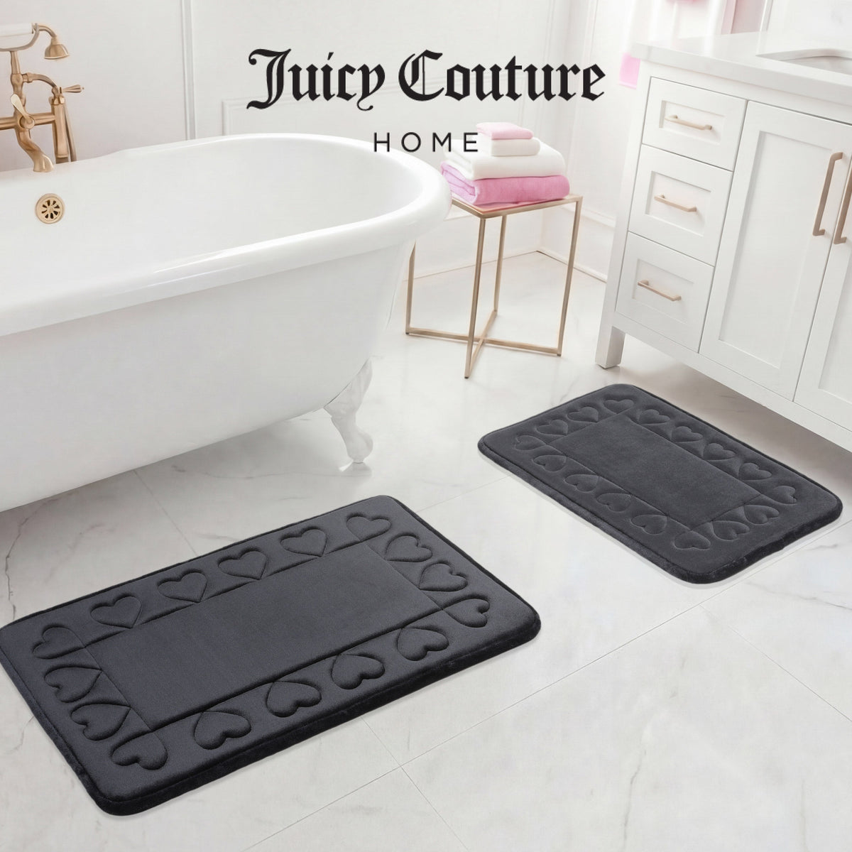 Glam Quilted Memory Foam Bath Mat 2-Piece Set