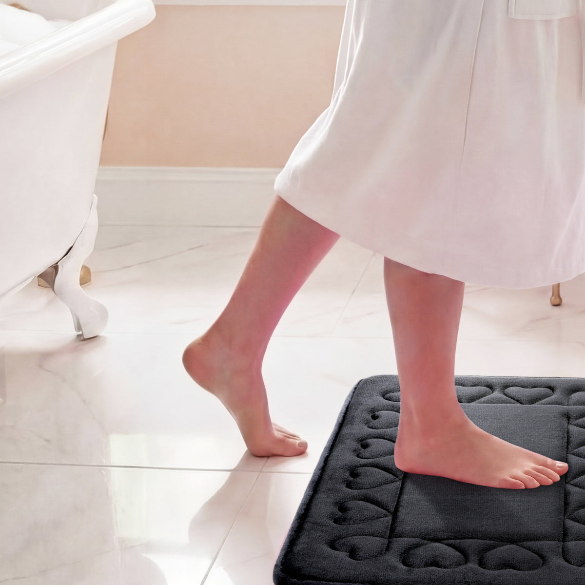 Glam Quilted Memory Foam Bath Mat 2-Piece Set