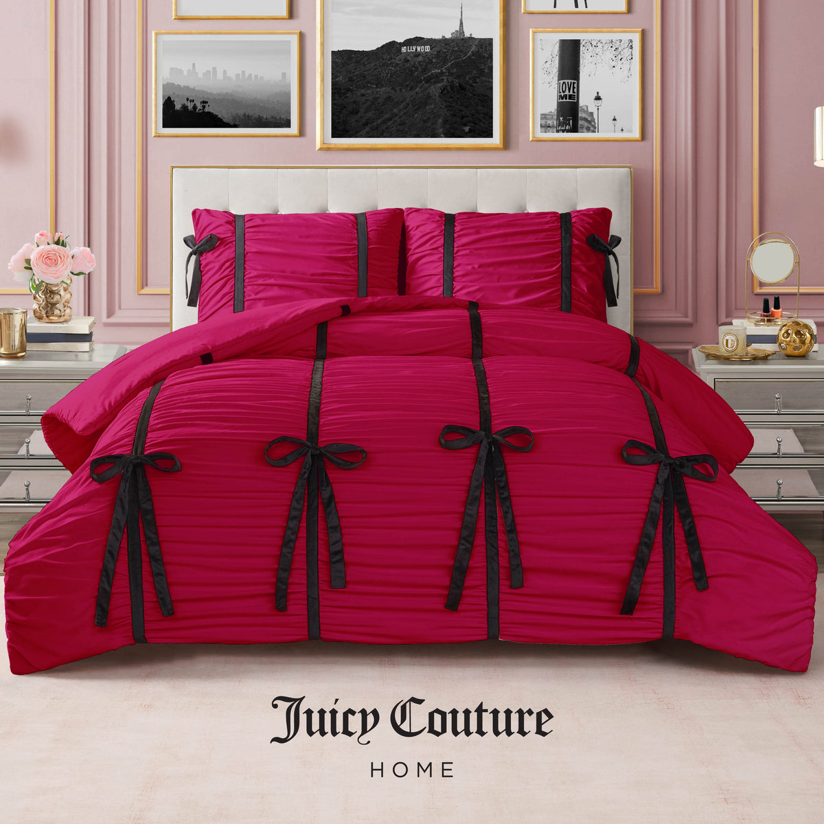 Glam Amelie Bows Ruched Comforter Set