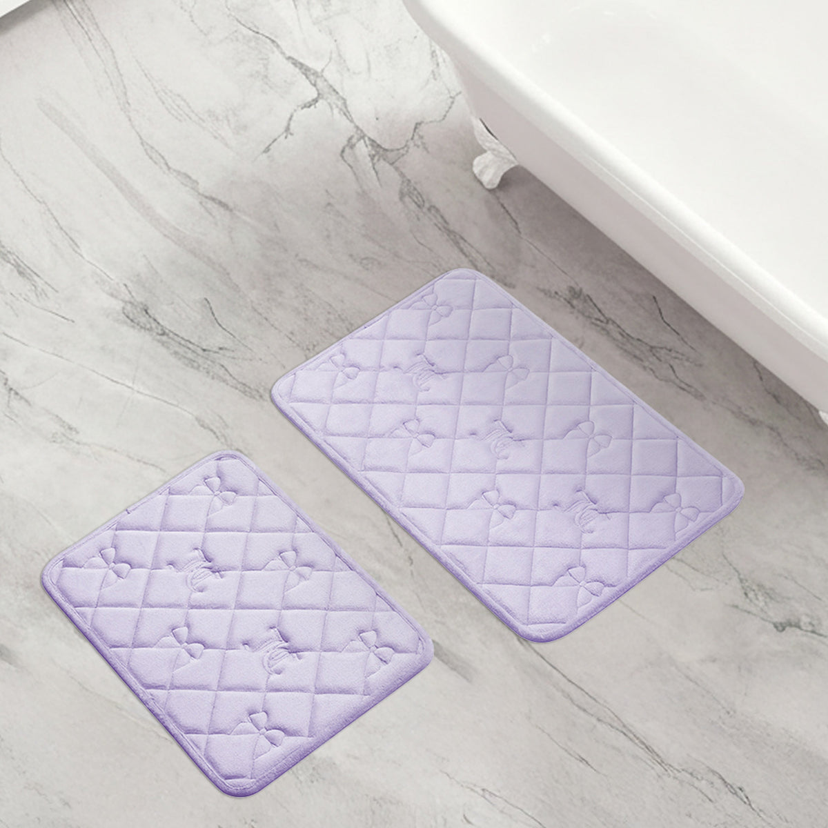 Glam Quilted Memory Foam Bath Mat 2-Piece Set