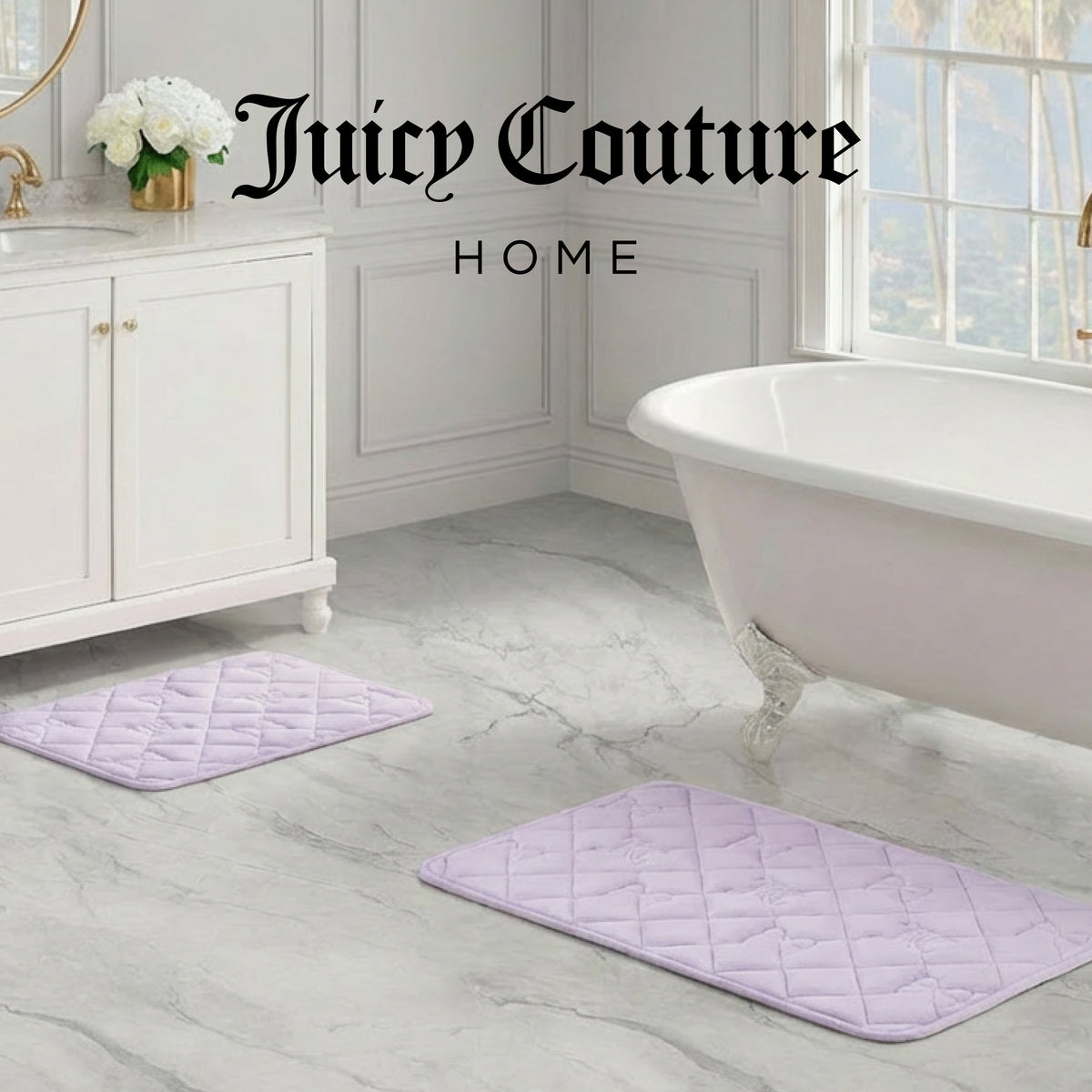 Glam Quilted Memory Foam Bath Mat 2-Piece Set