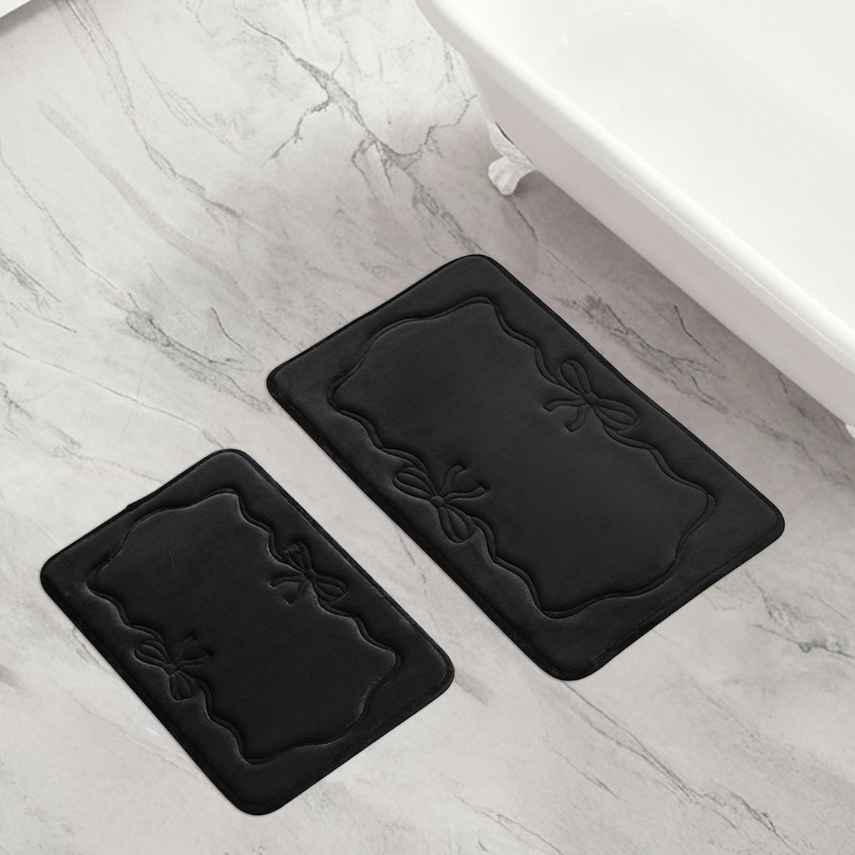 Glam Quilted Memory Foam Bath Mat 2-Piece Set