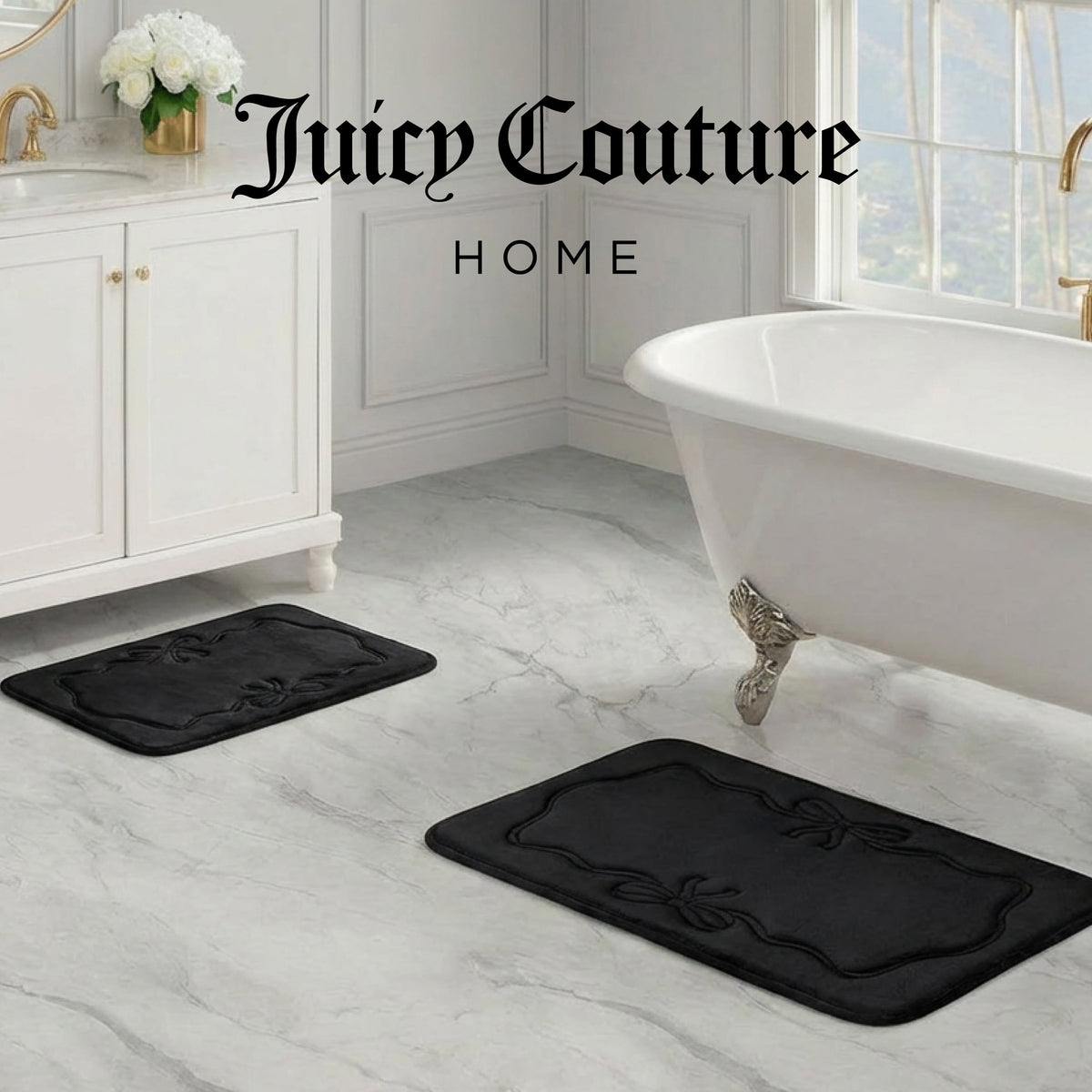 Glam Quilted Memory Foam Bath Mat 2-Piece Set