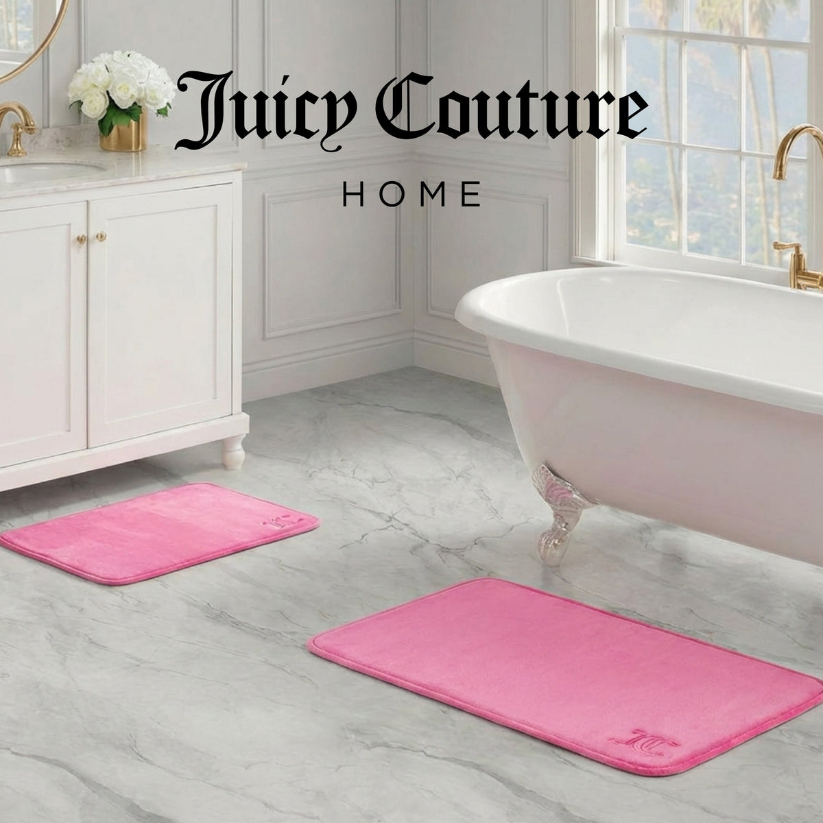 Glam Quilted Memory Foam Bath Mat 2-Piece Set