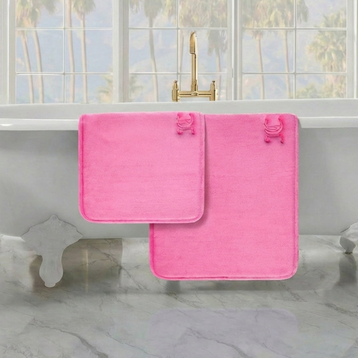 Glam Quilted Memory Foam Bath Mat 2-Piece Set