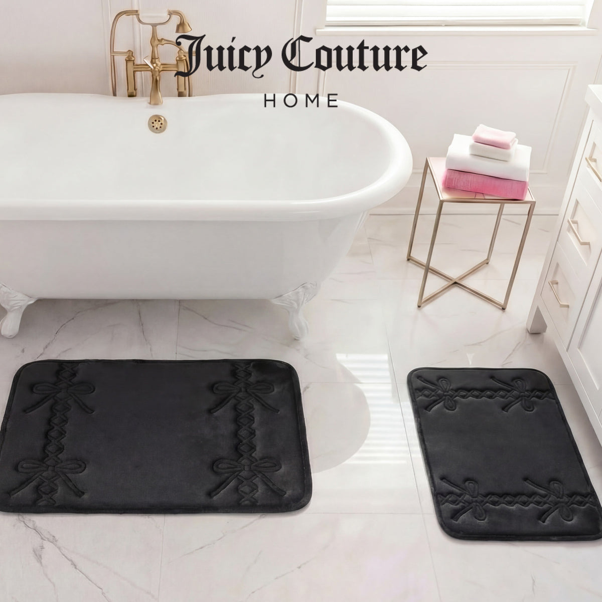 Glam Quilted Memory Foam Bath Mat 2-Piece Set