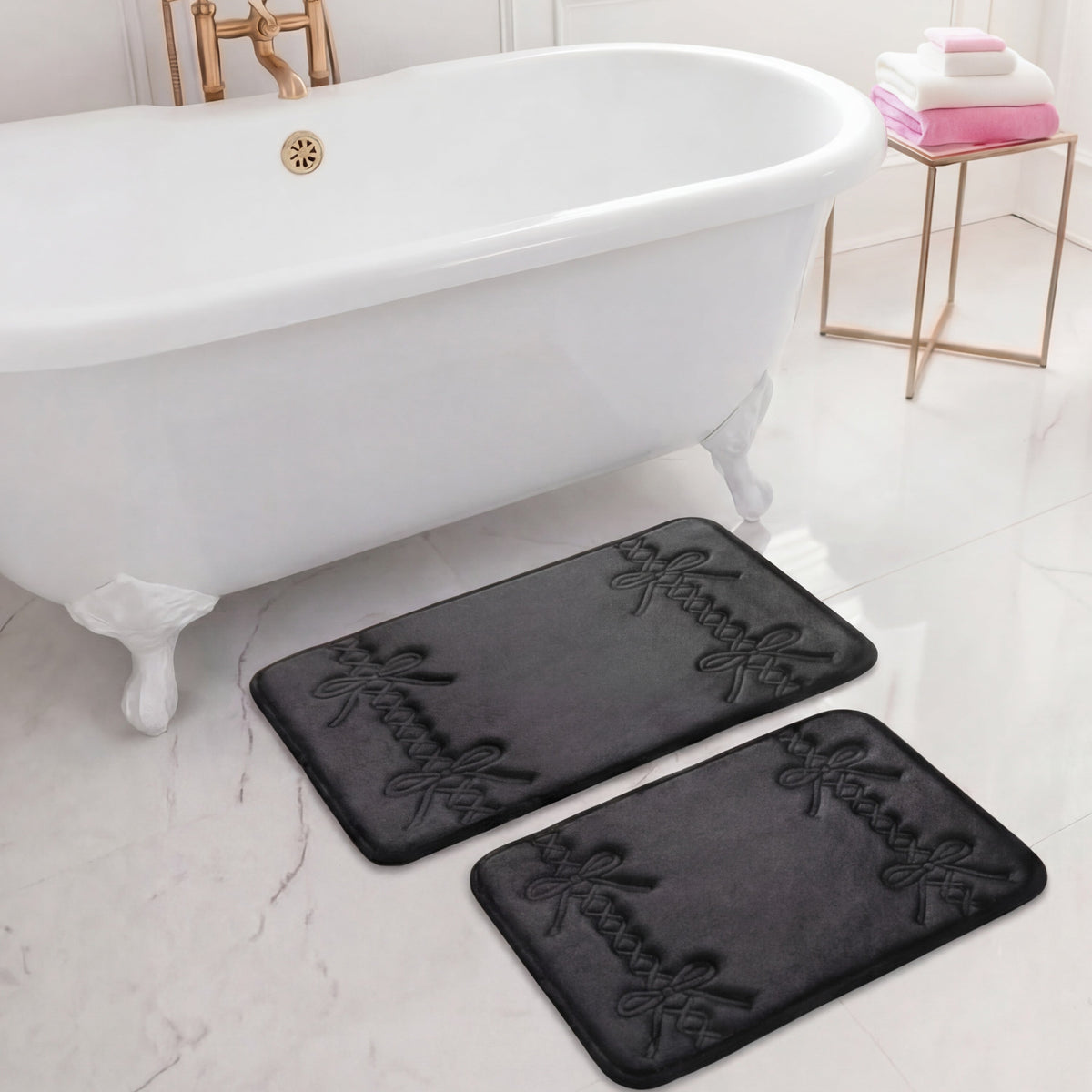 Glam Quilted Memory Foam Bath Mat 2-Piece Set