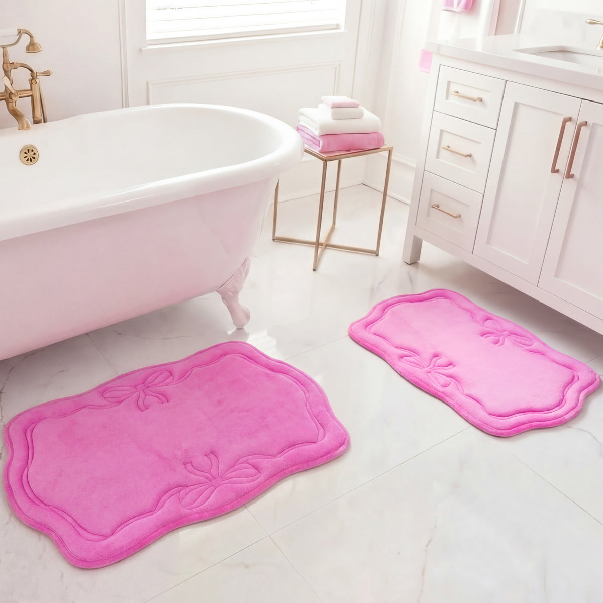 Glam Quilted Memory Foam Bath Mat 2-Piece Set