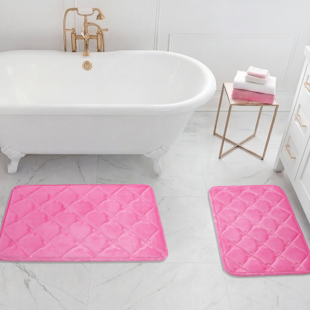 Glam Quilted Memory Foam Bath Mat 2-Piece Set