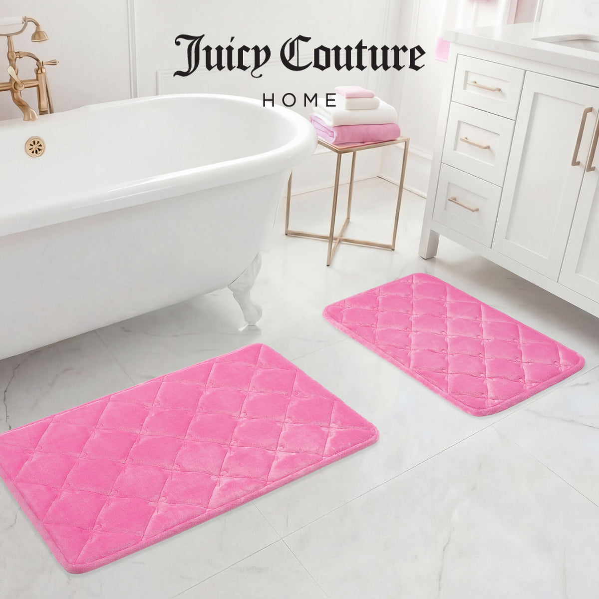 Glam Quilted Memory Foam Bath Mat 2-Piece Set