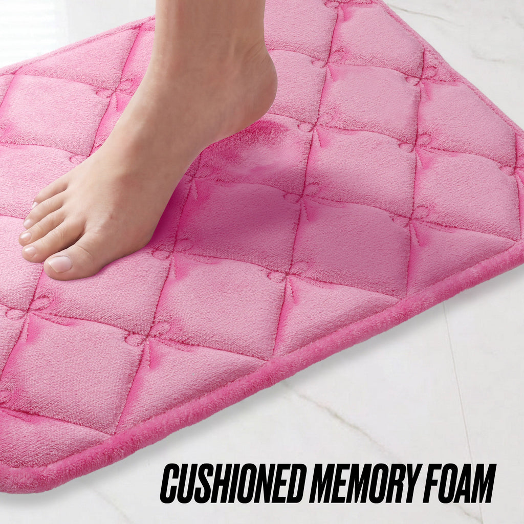 Glam Quilted Memory Foam Bath Mat 2-Piece Set